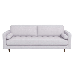Anthony Mid-Century Modern Light Grey Pillow Back Fabric Sofa