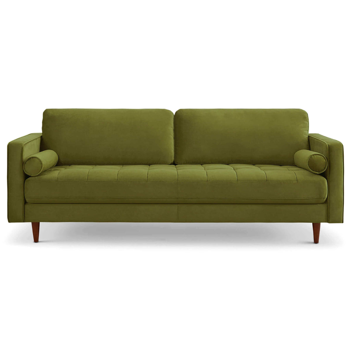 Anthony Mid-Century Modern Pistachio Green Pillow Back Velvet Sofa