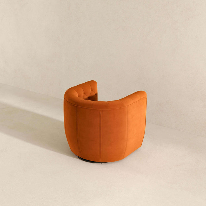 Delaney Mid-Century Modern Burnt Orange Velvet Swivel Accent Chair | Ashcroft Imports Furniture