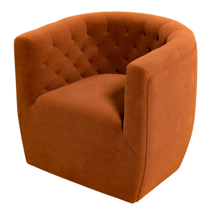 Delaney Mid-Century Modern Burnt Orange Velvet Swivel Accent Chair | Ashcroft Imports Furniture