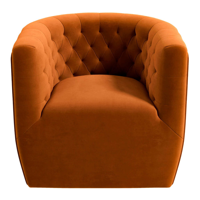 Delaney Mid-Century Modern Burnt Orange Velvet Swivel Accent Chair | Ashcroft Imports Furniture