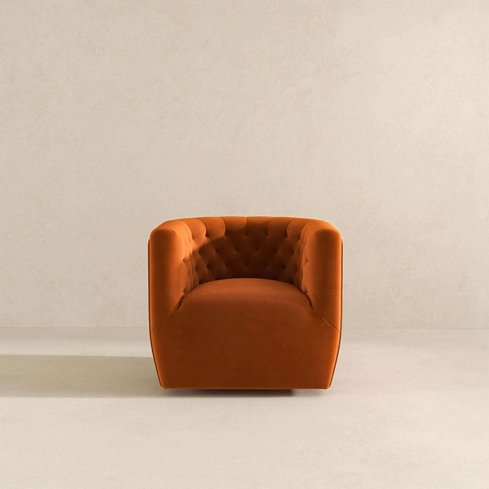 Delaney Mid-Century Modern Burnt Orange Velvet Swivel Accent Chair | Ashcroft Imports Furniture