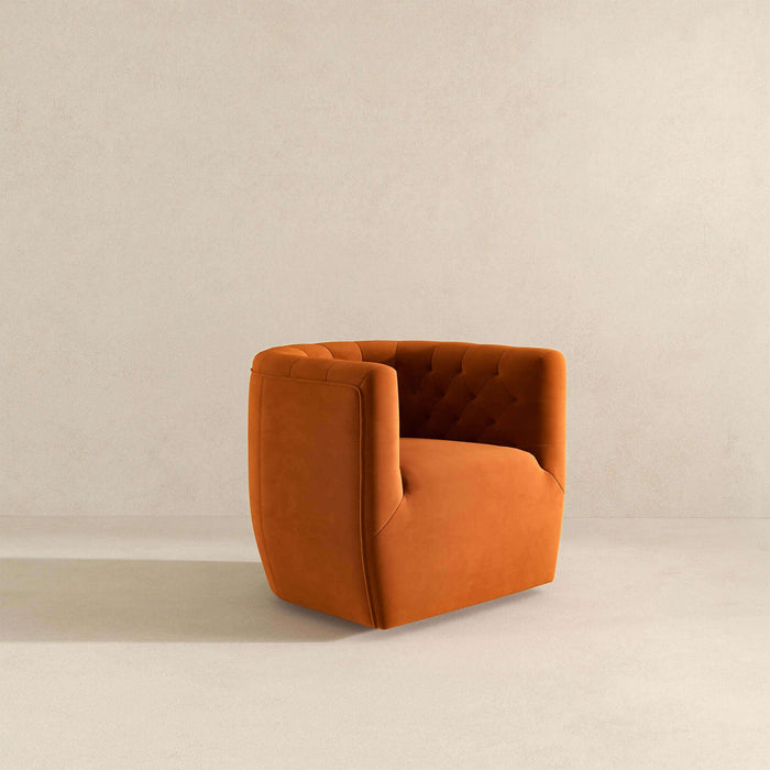 Delaney Mid-Century Modern Burnt Orange Velvet Swivel Accent Chair | Ashcroft Imports Furniture