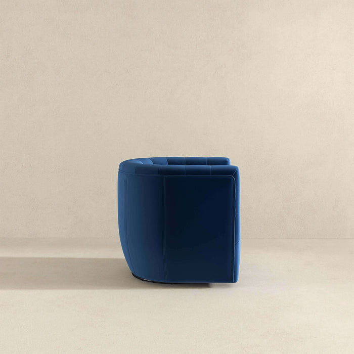 Delaney Mid-Century Modern Dark Blue Velvet Swivel Accent Chair | Ashcroft Imports Furniture