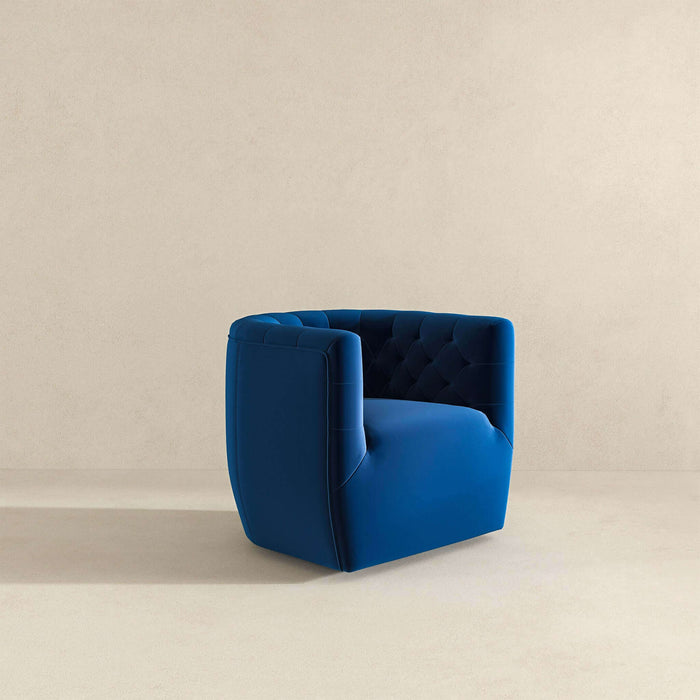 Delaney Mid-Century Modern Dark Blue Velvet Swivel Accent Chair | Ashcroft Imports Furniture