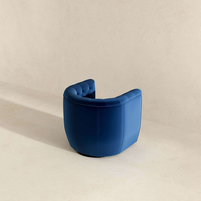 Delaney Mid-Century Modern Dark Blue Velvet Swivel Accent Chair | Ashcroft Imports Furniture