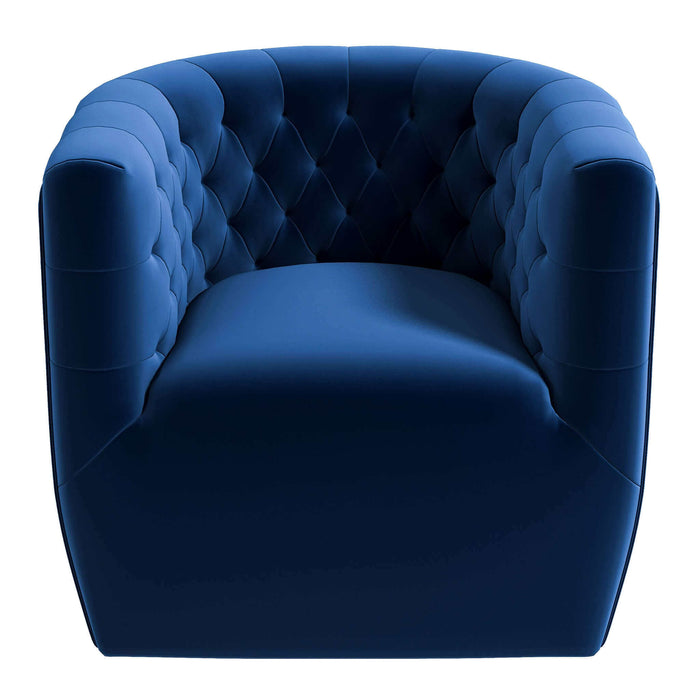 Delaney Mid-Century Modern Dark Blue Velvet Swivel Accent Chair | Ashcroft Imports Furniture