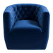Delaney Mid-Century Modern Dark Blue Velvet Swivel Accent Chair | Ashcroft Imports Furniture