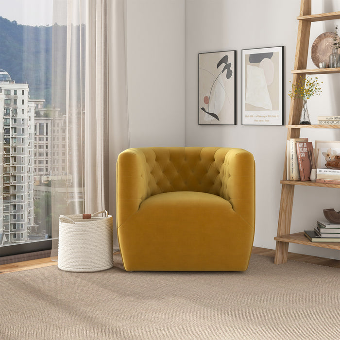 Delaney Mid-Century Modern Gold Velvet Swivel Accent Chair | Ashcroft Imports Furniture