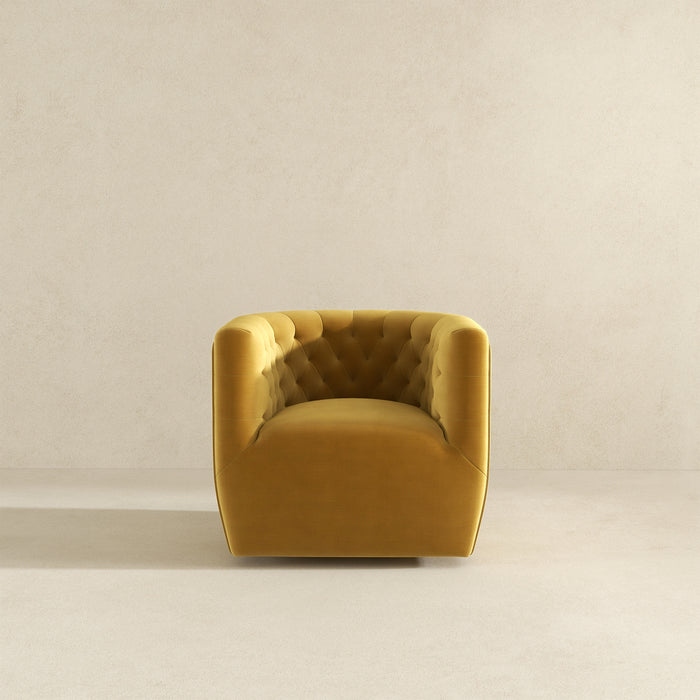 Delaney Mid-Century Modern Gold Velvet Swivel Accent Chair | Ashcroft Imports Furniture