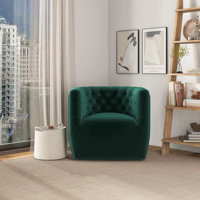 Delaney Mid-Century Modern Green Velvet Swivel Accent Chair | Ashcroft Imports Furniture