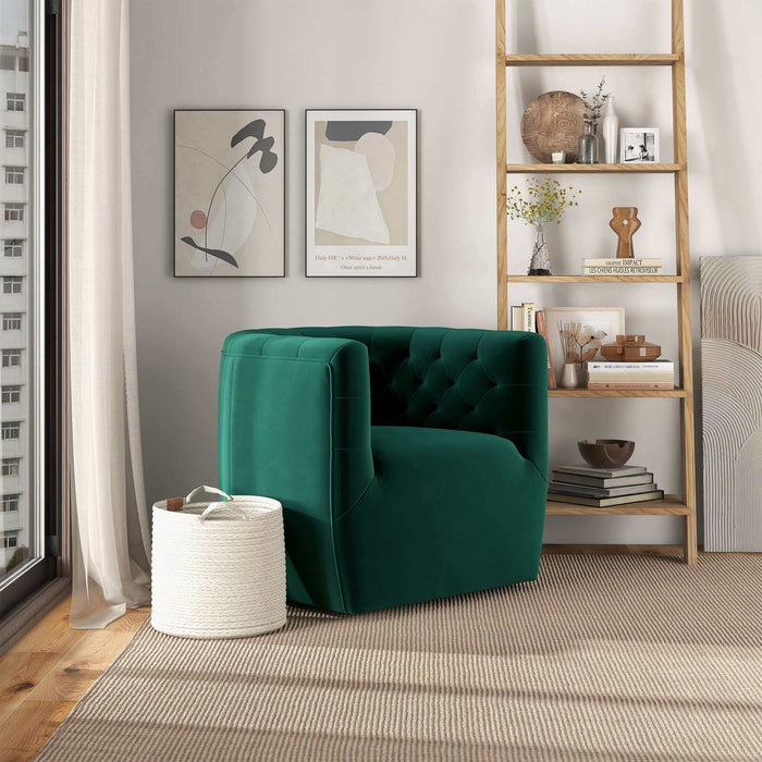 Delaney Mid-Century Modern Green Velvet Swivel Accent Chair | Ashcroft Imports Furniture
