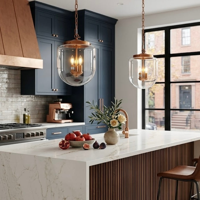 Delphi Pendant Lamp - Coarse Gold and Clear Glass