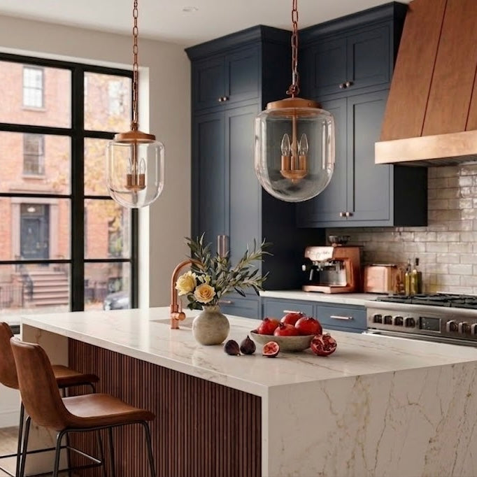 Delphi Pendant Lamp - Coarse Gold and Clear Glass