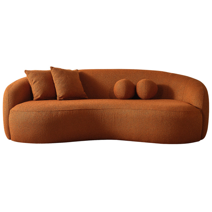Drake Burnt Orange Japandi Style Curvy Boucle Sofa