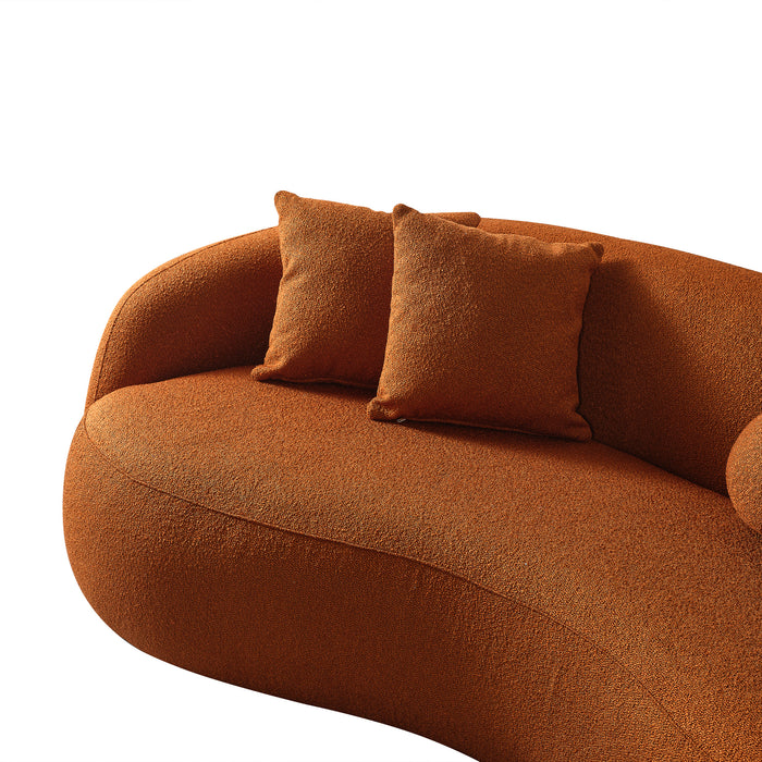 Drake Burnt Orange Japandi Style Curvy Boucle Sofa