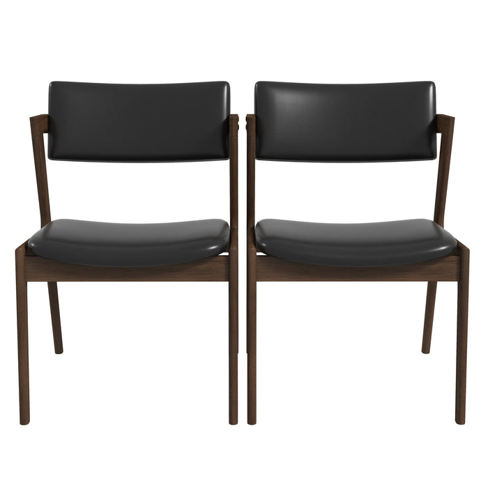 Edwin Chair Edwin Mid Century Modern Black Vegan Leather Dining Chair (Set Of 2 ...