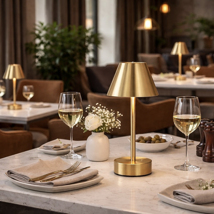 Elegance Rechargeable LED Table Lamp (Plated Brass)