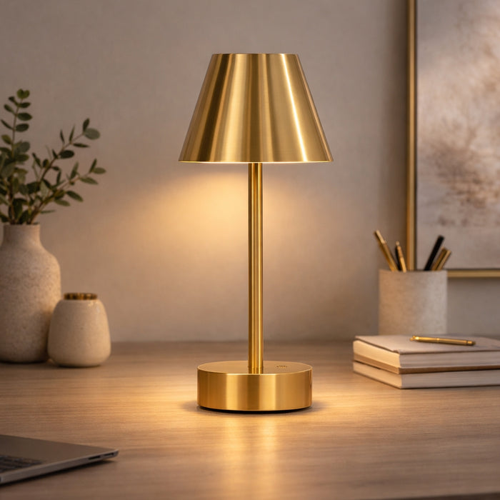 Elegance Rechargeable LED Table Lamp (Plated Brass)