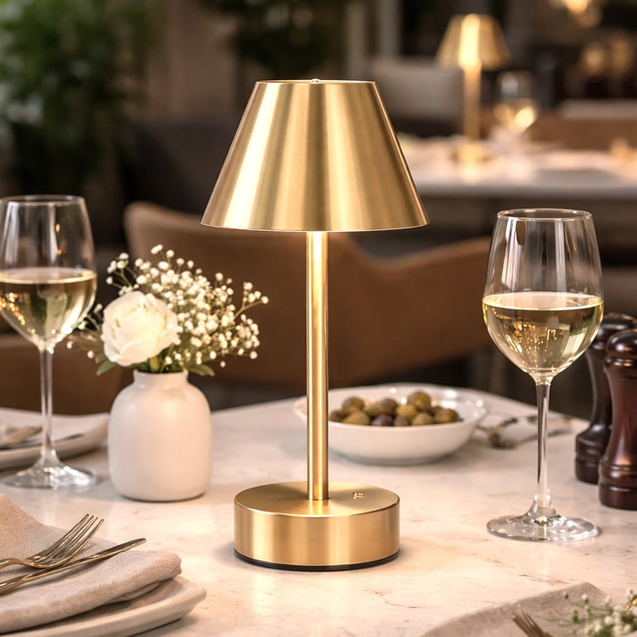 Elegance Rechargeable LED Table Lamp (Plated Brass)
