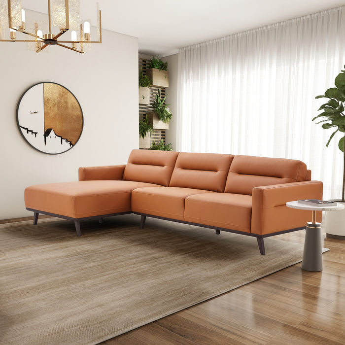 Ella L-Shaped Cognac PU Leather Left Sectional Couch