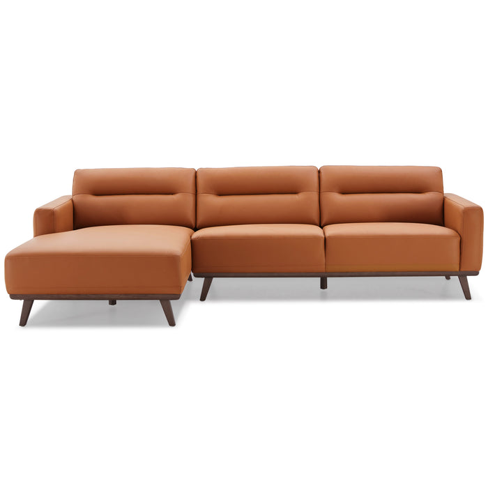 Ella L-Shaped Cognac PU Leather Left Sectional Couch