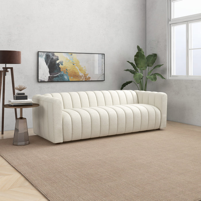 Elrosa Channel Tufted Beige Boucle Sofa