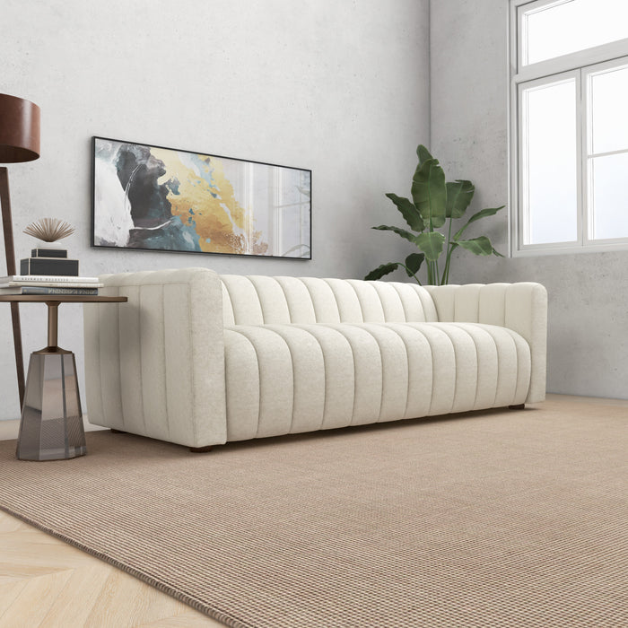 Elrosa Channel Tufted Beige Boucle Sofa