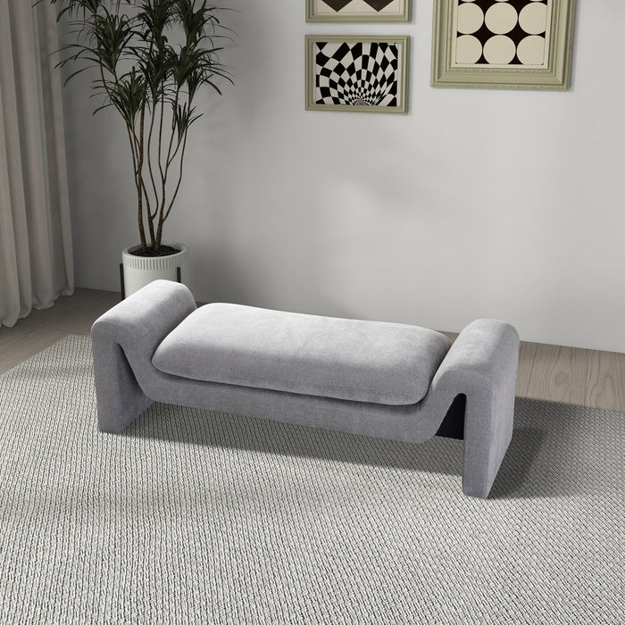 Emory Bench in Light Grey Boucle