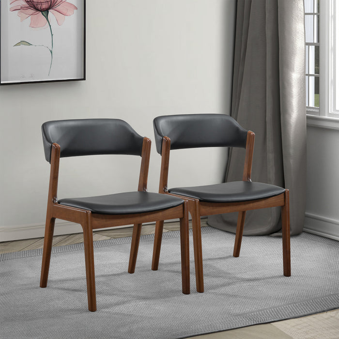 Enzo Black Leather Dining Chair (Set Of 2)