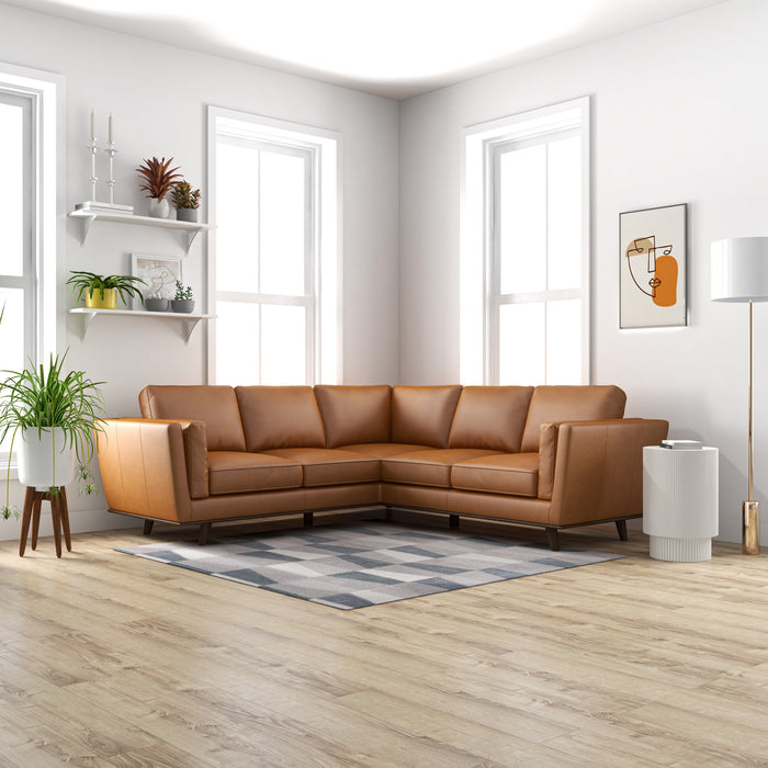 Erman Tan Leather Corner Sofa