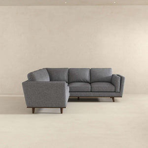 Erman Mid-Century Modern Pillow Back Corner Sofa in Dark Gray