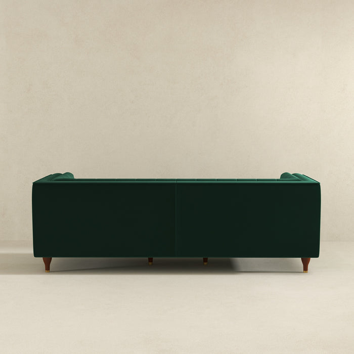 Evelyn Mid Century Modern Dark Green Velvet Luxury Chesterfield Sofa