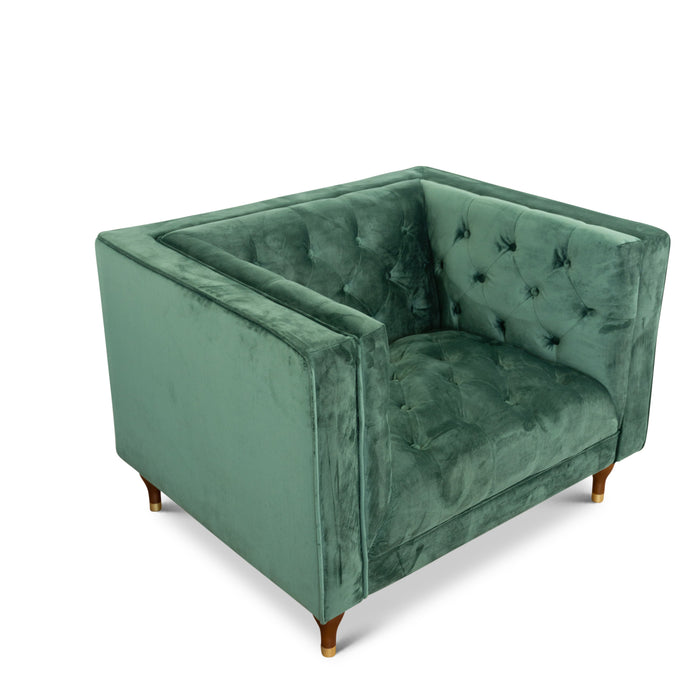 Evelyn Dark Green Velvet Lounge Chair