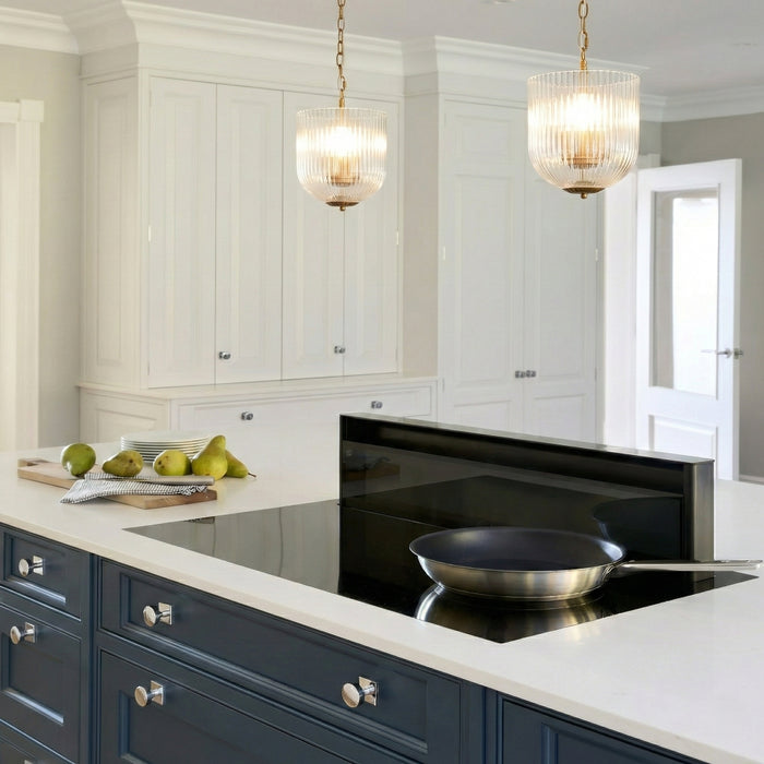 Garnet Pendant Lamp - Coarse Gold + Clear Glass