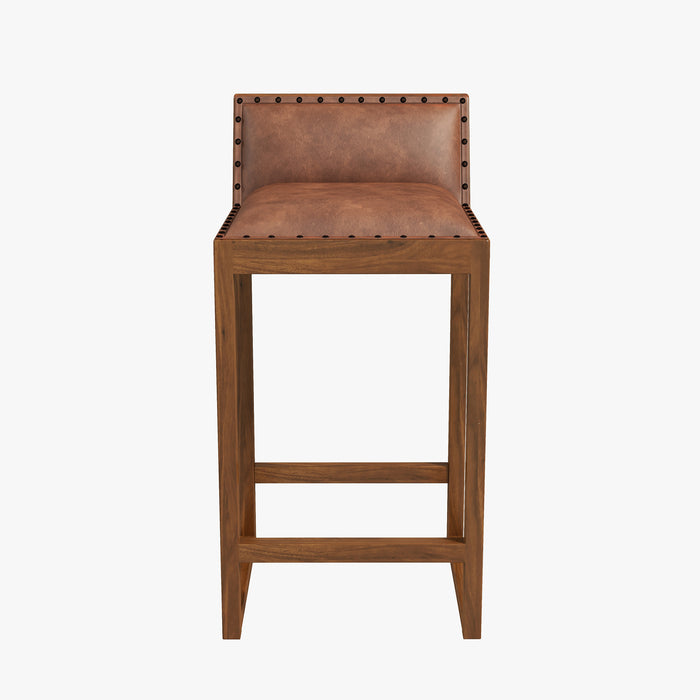 Gavin 25'' Solid Wood Genuine Leather Counter Stool