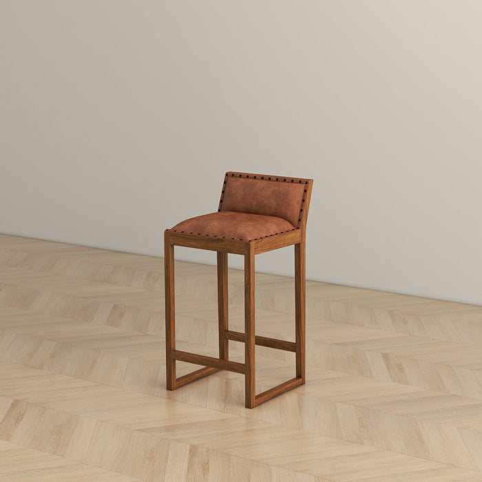 Gavin 25'' Solid Wood Genuine Leather Counter Stool
