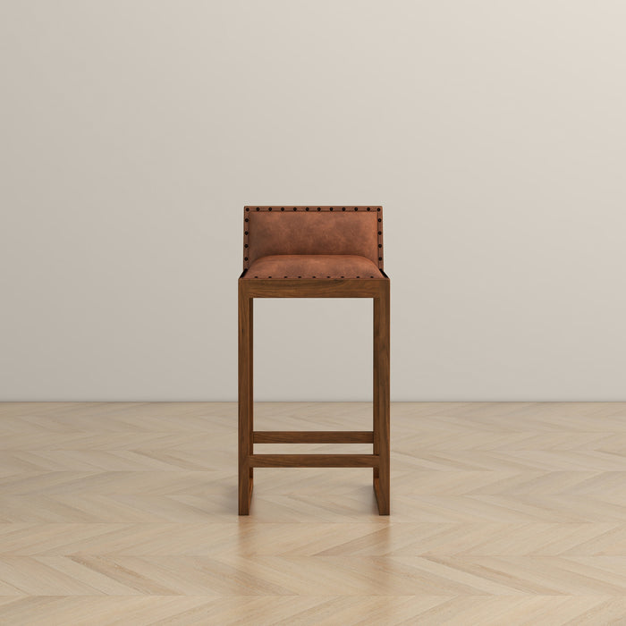 Gavin 25'' Solid Wood Genuine Leather Counter Stool