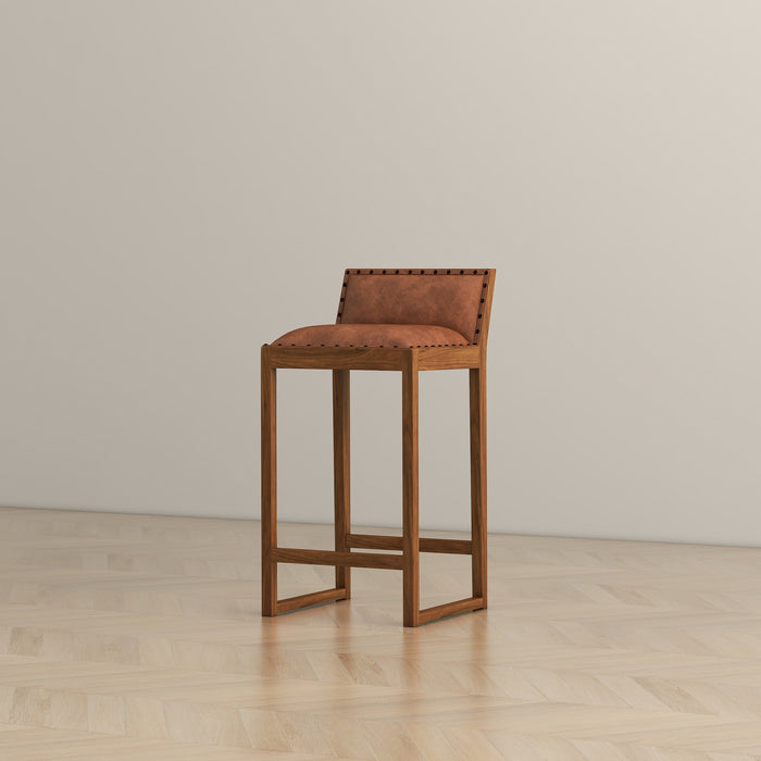 Gavin 25'' Solid Wood Genuine Leather Counter Stool
