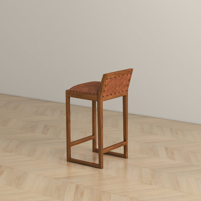 Gavin 25'' Solid Wood Genuine Leather Counter Stool