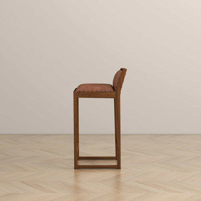 Gavin 25'' Solid Wood Genuine Leather Counter Stool