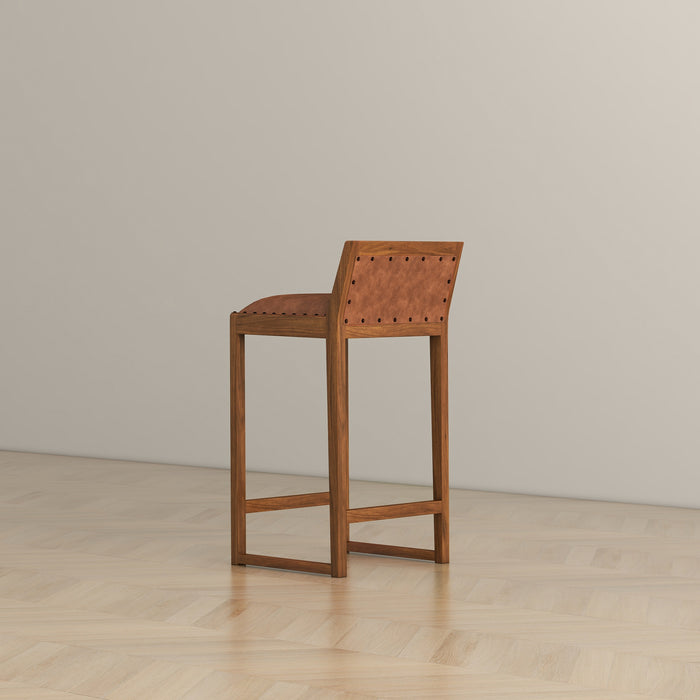 Gavin 25'' Solid Wood Genuine Leather Counter Stool