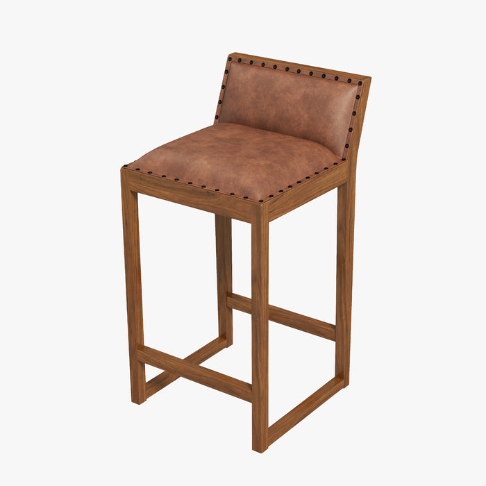 Gavin 25'' Solid Wood Genuine Leather Counter Stool