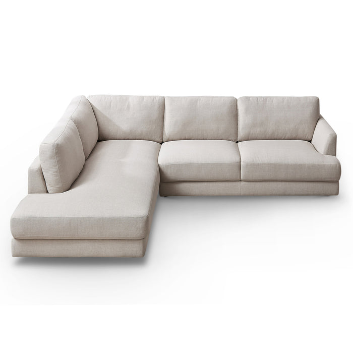 Glander Cream Linen Sectional Sofa Left Facing