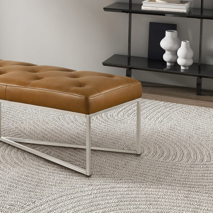 Harper Tan Genuine Leather Bench