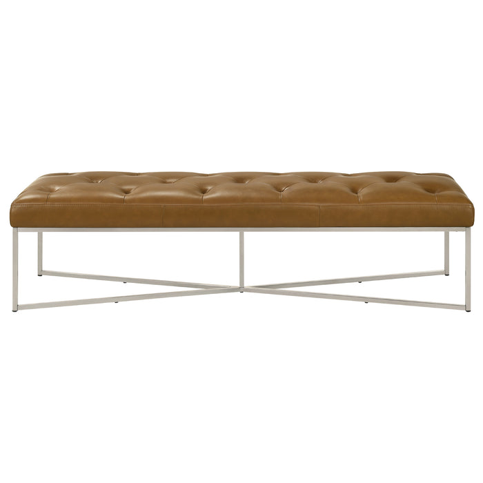 Harper Tan Genuine Leather Bench