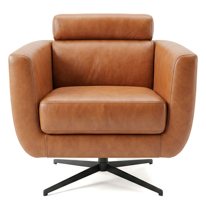 Helena Durable Top Grain Tan Leather Swivel Chair | Ashcroft Imports Furniture