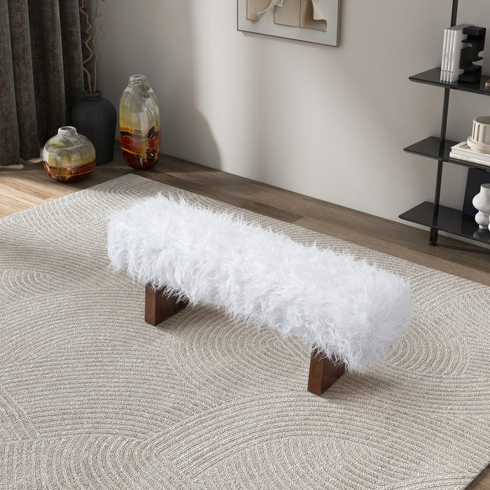 Henley Bench in White Khaki Fur