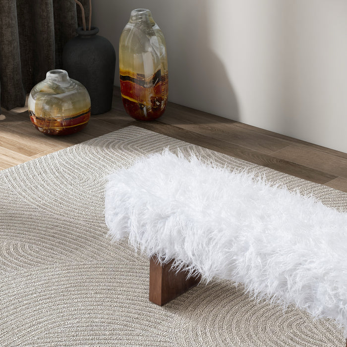 Henley Bench in White Khaki Fur