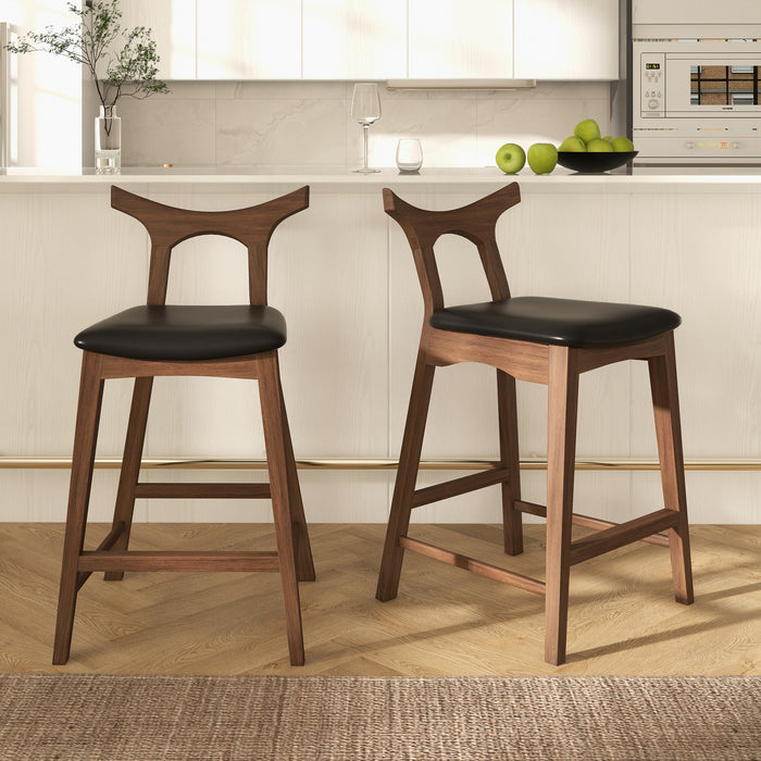 Hester Solid Wood Upholstered Square Bar Chair (Set Of 2)
